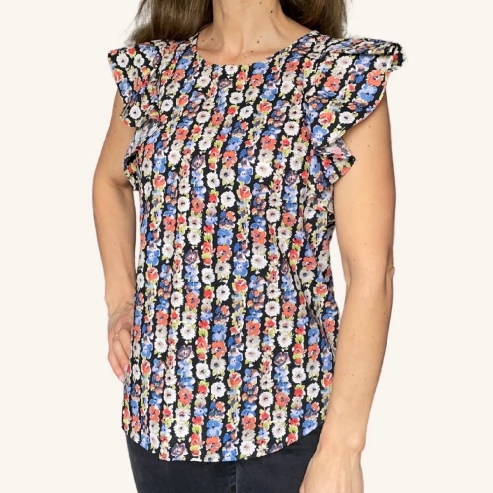 J Crew Floral Ruffle Blouse